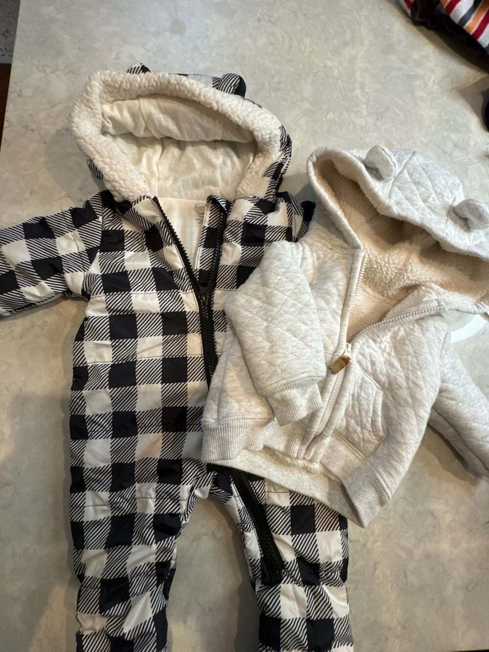 Bundle Wonder Nation Baby Snowsuit Size 0-3M Black White Plaid. Carters quilted
